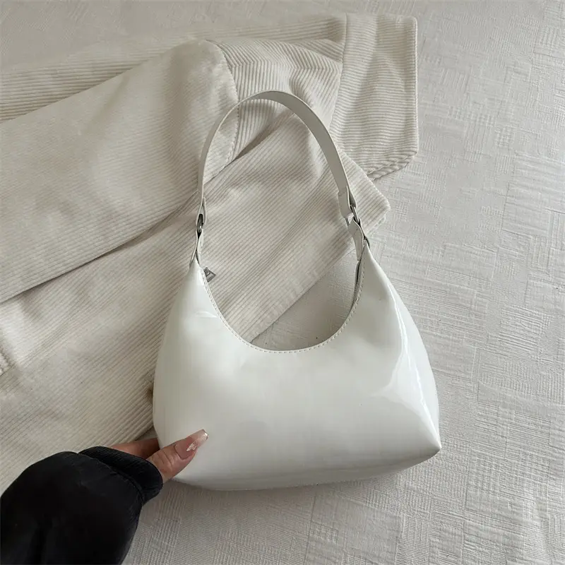 Glossy Beige Shoulder Bag for Women - Image 2