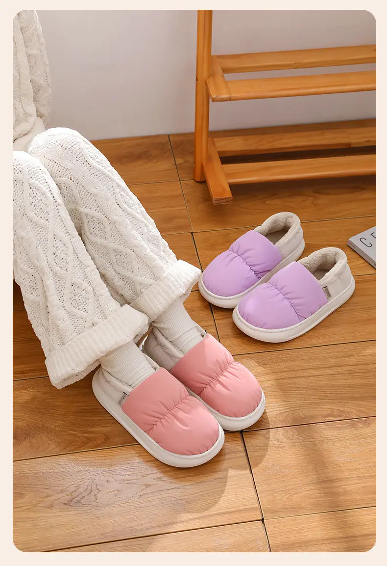 Women Fleece Lined Warm Slippers Purple Winter Indoor — feature 10