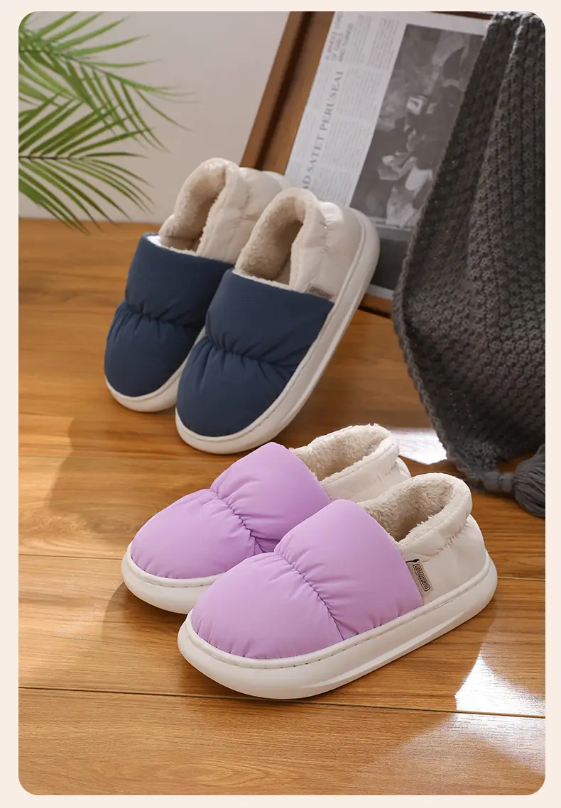 Women Fleece Lined Warm Slippers Purple Winter Indoor — feature 9