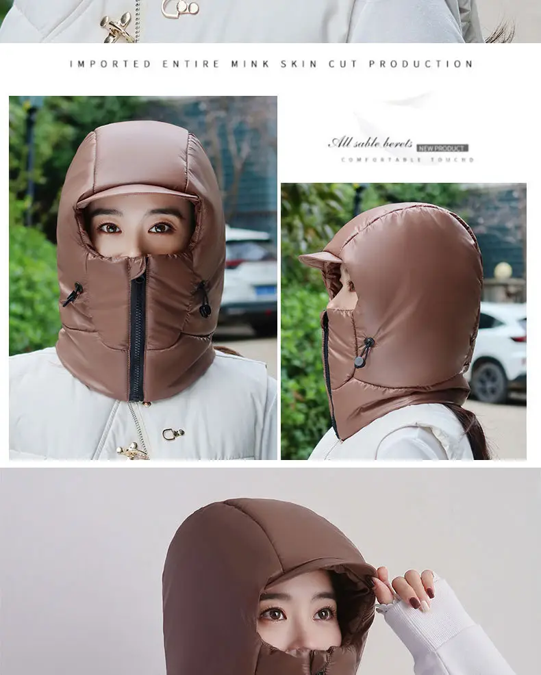 Winter Warm Hat for Women Riding Electric Bikes, Face Protection, Ear Protection, Thickeneded Lei Feng Hat, Outdoor Cold-Proof and Waterproof down Hat — feature 10