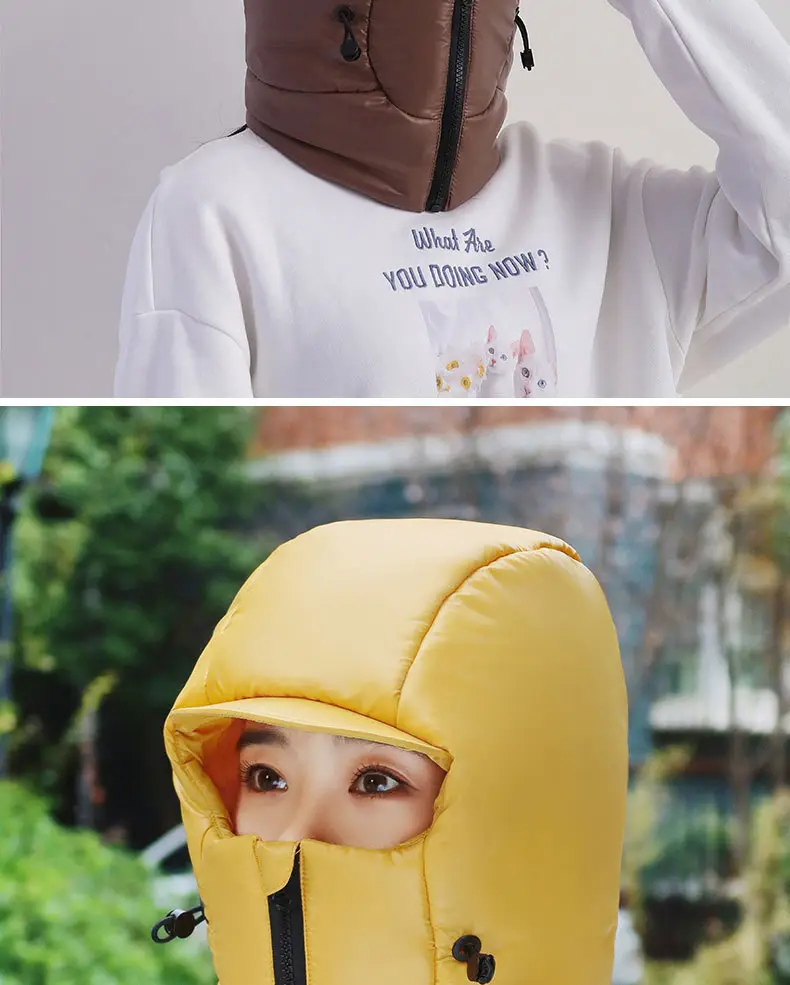 Winter Warm Hat for Women Riding Electric Bikes, Face Protection, Ear Protection, Thickeneded Lei Feng Hat, Outdoor Cold-Proof and Waterproof down Hat — feature 11