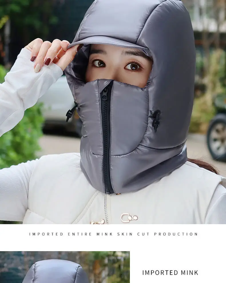 Winter Warm Hat for Women Riding Electric Bikes, Face Protection, Ear Protection, Thickeneded Lei Feng Hat, Outdoor Cold-Proof and Waterproof down Hat — feature 13
