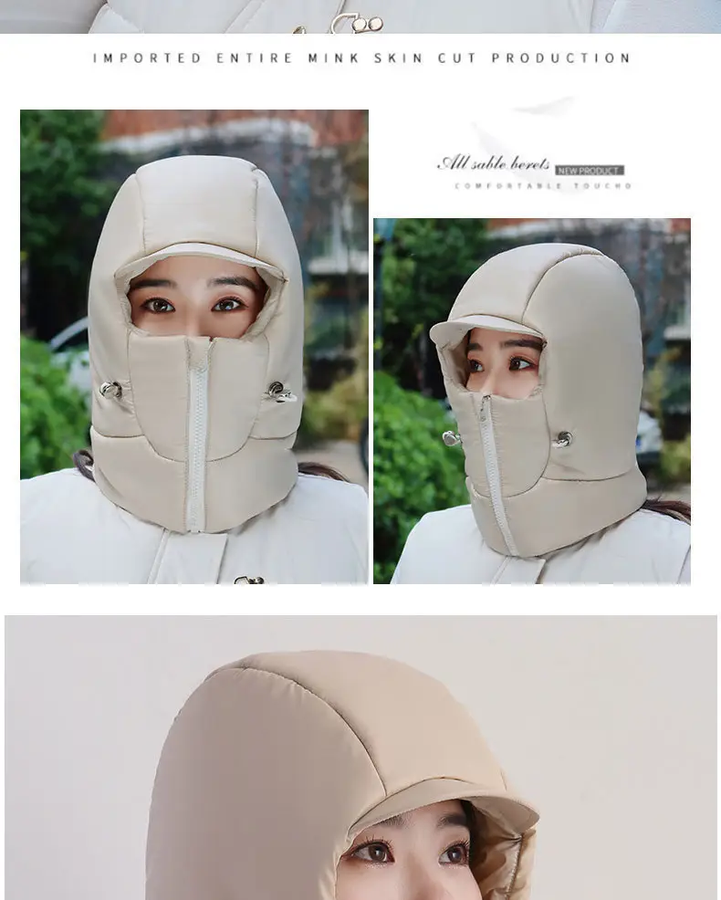 Winter Warm Hat for Women Riding Electric Bikes, Face Protection, Ear Protection, Thickeneded Lei Feng Hat, Outdoor Cold-Proof and Waterproof down Hat — feature 19