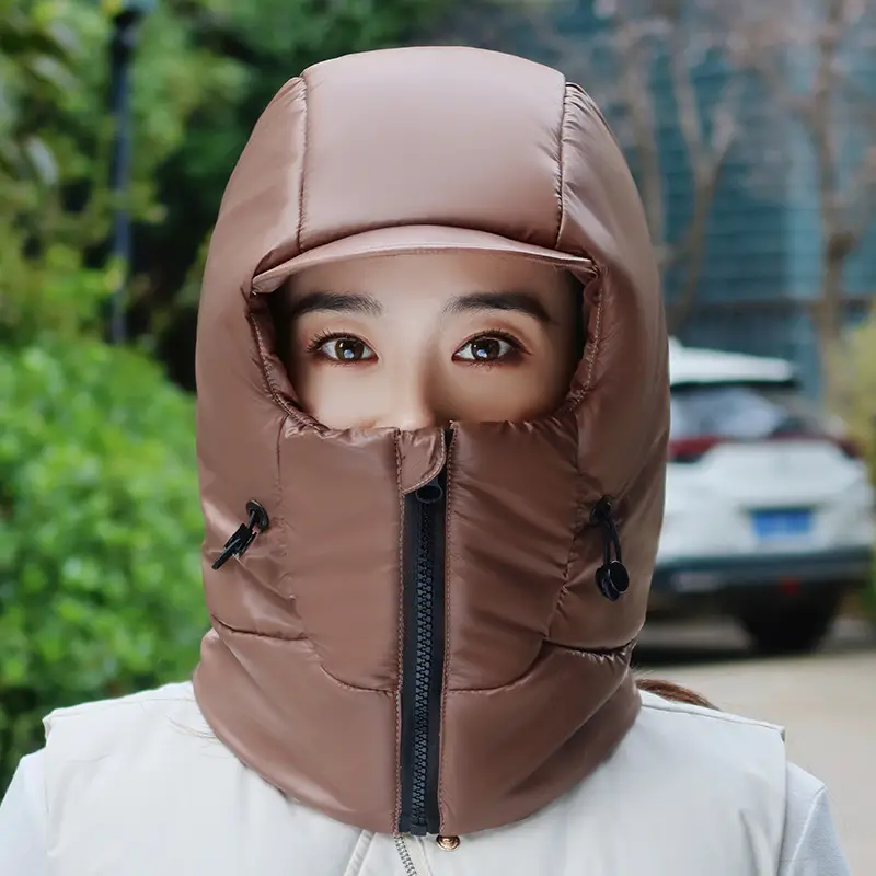Winter Warm Hat for Women Riding Electric Bikes, Face Protection, Ear Protection, Thickeneded Lei Feng Hat, Outdoor Cold-Proof and Waterproof down Hat
