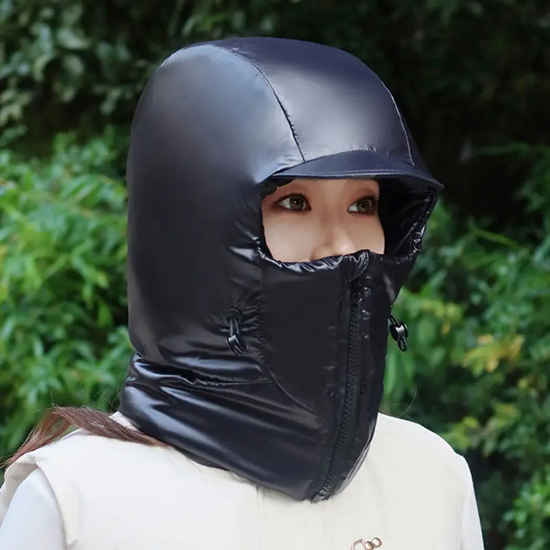 Winter Warm Hat for Women Riding Electric Bikes, Face Protection, Ear Protection, Thickeneded Lei Feng Hat, Outdoor Cold-Proof and Waterproof down Hat