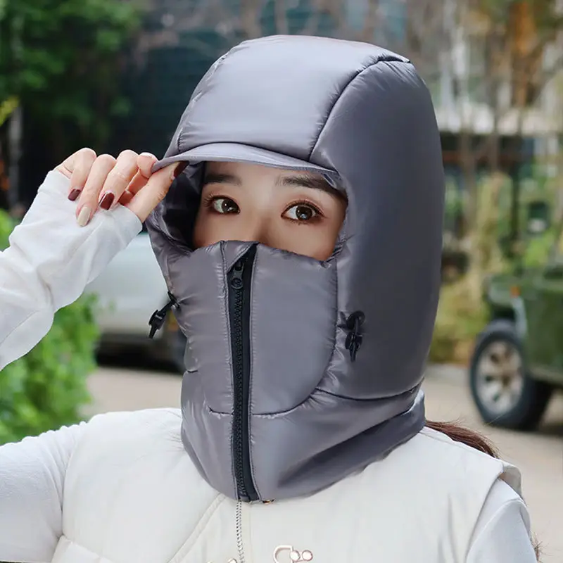 Winter Warm Hat for Women Riding Electric Bikes, Face Protection, Ear Protection, Thickeneded Lei Feng Hat, Outdoor Cold-Proof and Waterproof down Hat