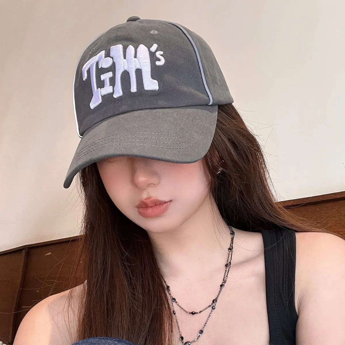 Women Korean Style Baseball Cap with Embroidered Design - Image 8