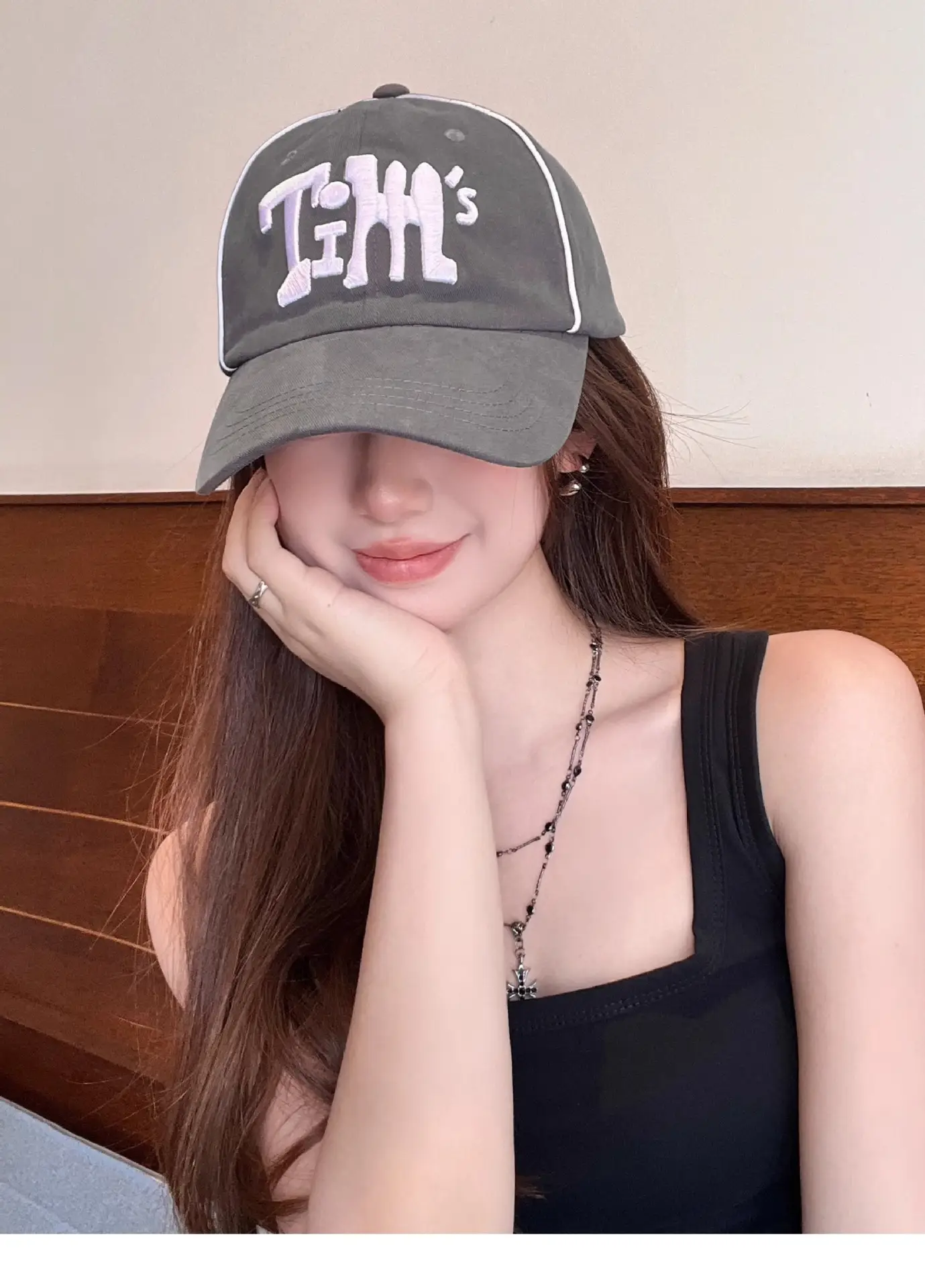 Women Korean Style Baseball Cap with Embroidered Design — feature 5
