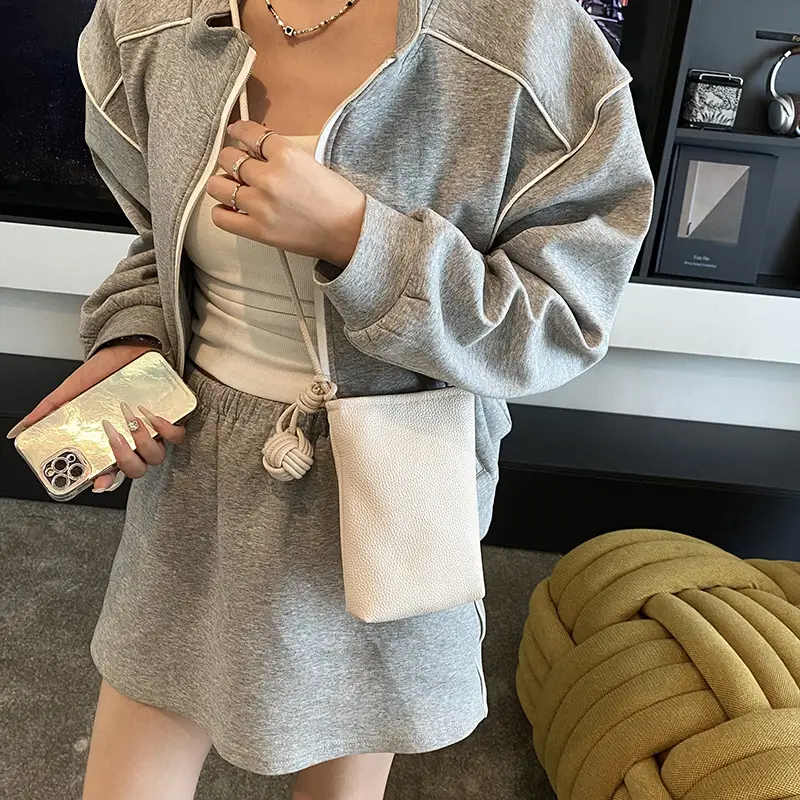 Beige Crossbody Phone Bag with Knot Detail 2025