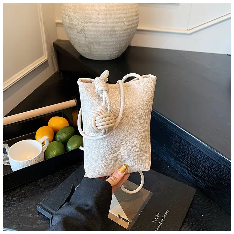 Beige Crossbody Phone Bag with Knot Detail 2025