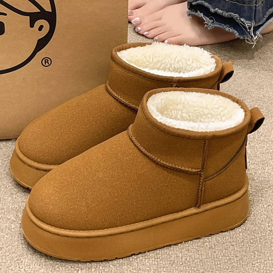 Thick-Soled Plus Velvet Snow Boots for Women's Outer Wear Thick-Soled Winter New Fur Integrated Short Boots Non-Slip Plush Cotton Shoes - Image 5