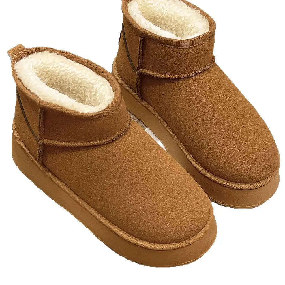 Thick-Soled Plus Velvet Snow Boots for Women's Outer Wear Thick-Soled Winter New Fur Integrated Short Boots Non-Slip Plush Cotton Shoes - Image 6