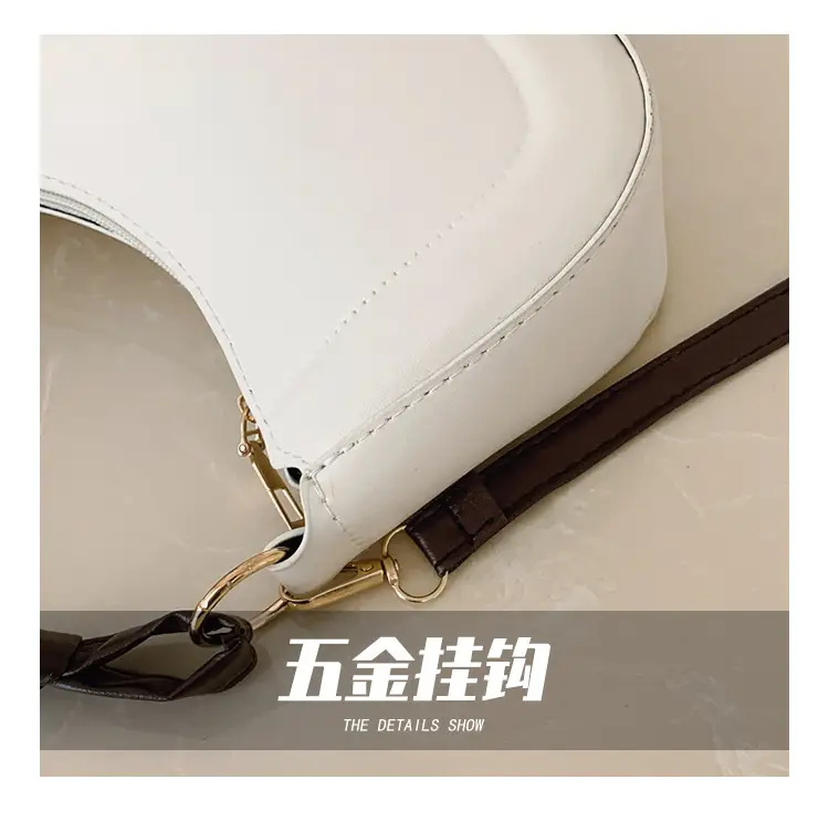 Women's Cream Leather Shoulder Bag with Charm — feature 5