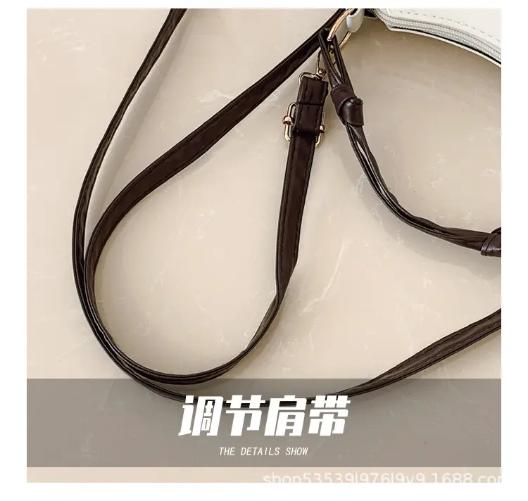 Women's Cream Leather Shoulder Bag with Charm — feature 6