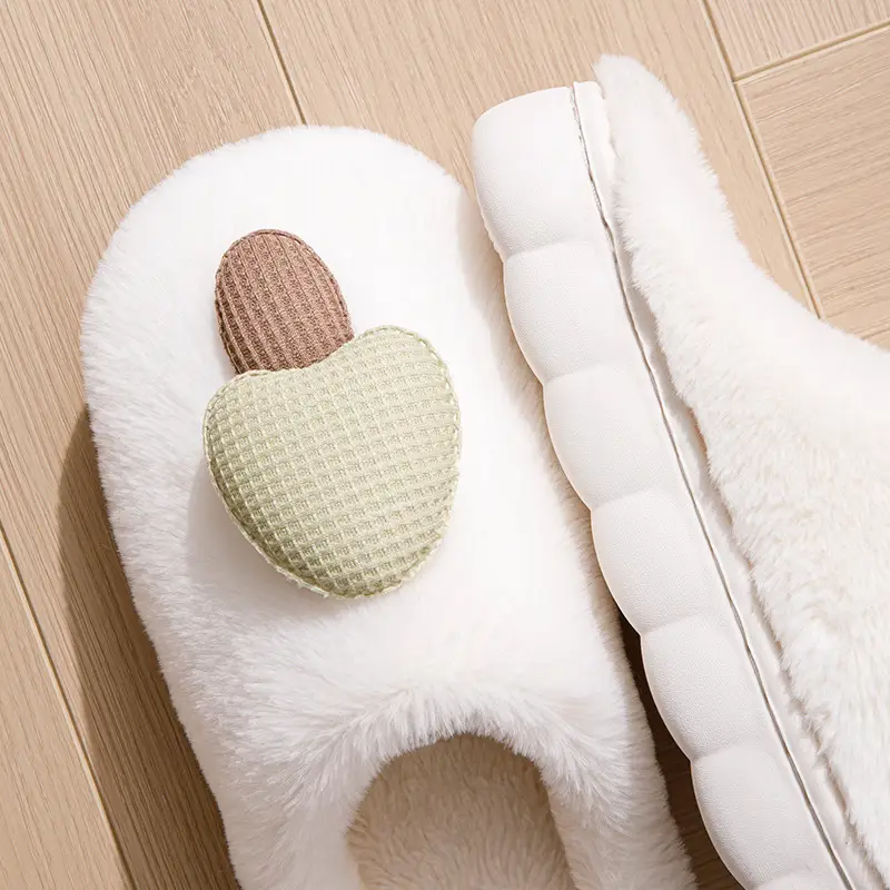 Cartoon Cotton Slippers Mushroom Plush Women's Winter Warm Couple Home Indoor Fleece Maternity Shoes Men's Slippers with Covered Heels