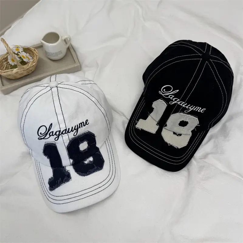 Korean Ig 18 Cap Women All Season Vintage Distressed - Image 5