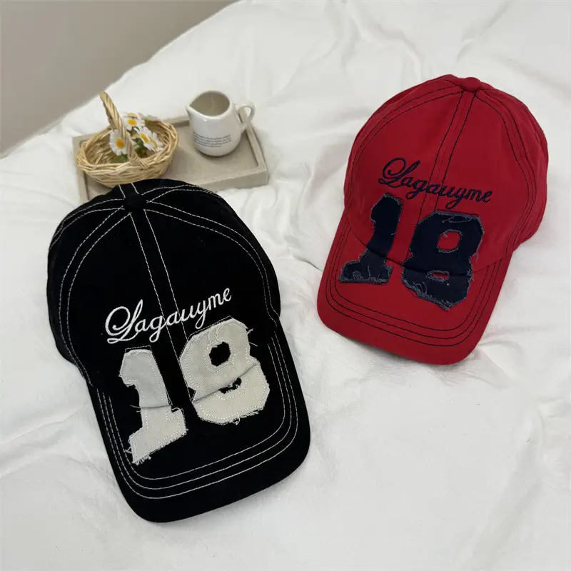 Korean Ig 18 Cap Women All Season Vintage Distressed - Image 6