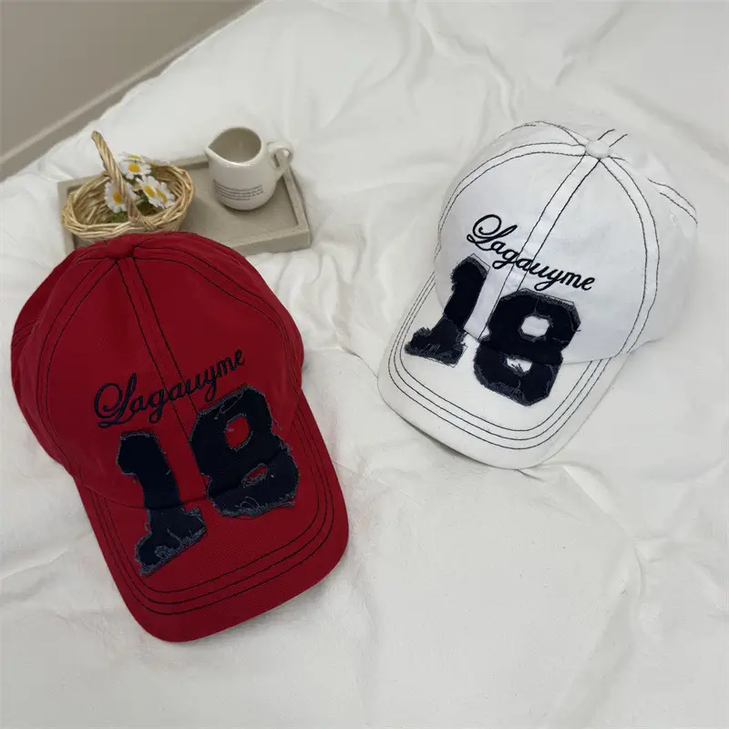 Korean Ig 18 Cap Women All Season Vintage Distressed - Image 7