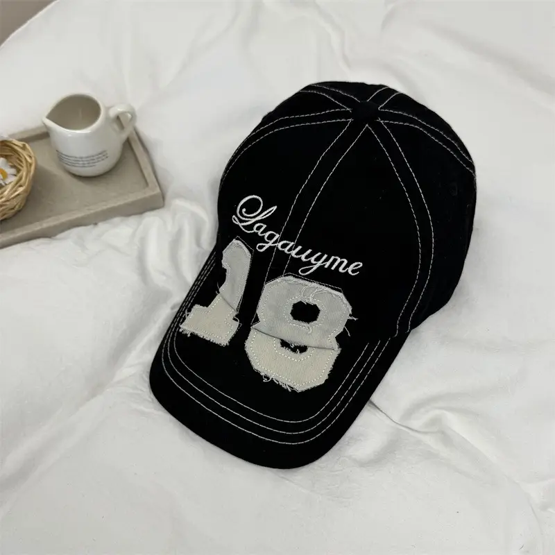 Korean Ig 18 Cap Women All Season Vintage Distressed - Image 3