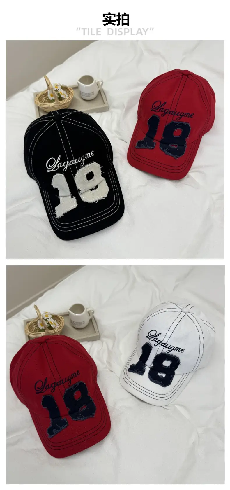Korean Ig 18 Cap Women All Season Vintage Distressed — feature 3