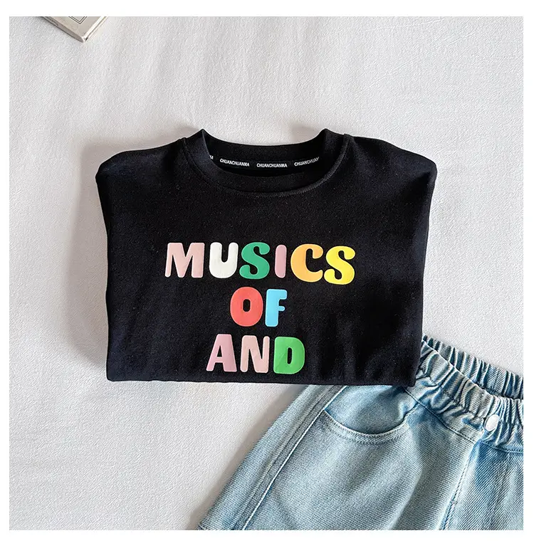Kids T-Shirt Set Black Striped Sleeve Boys Autumn Wear — feature 11