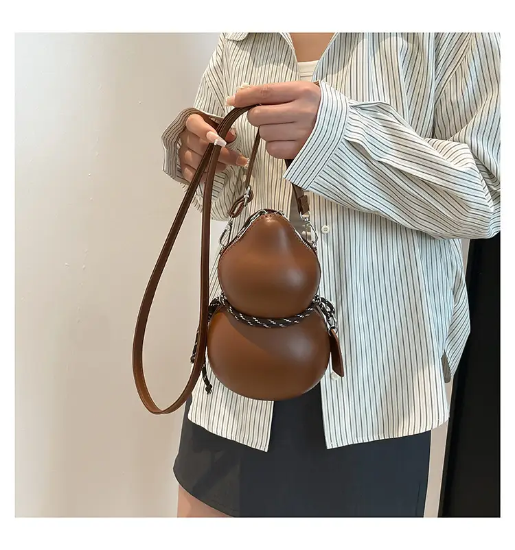Cute Gourd Crossbody Bag for Women Brown — feature 13