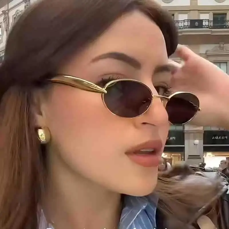 Wide Metal Sunglasses Oval Small Frame 2025 - Image 10