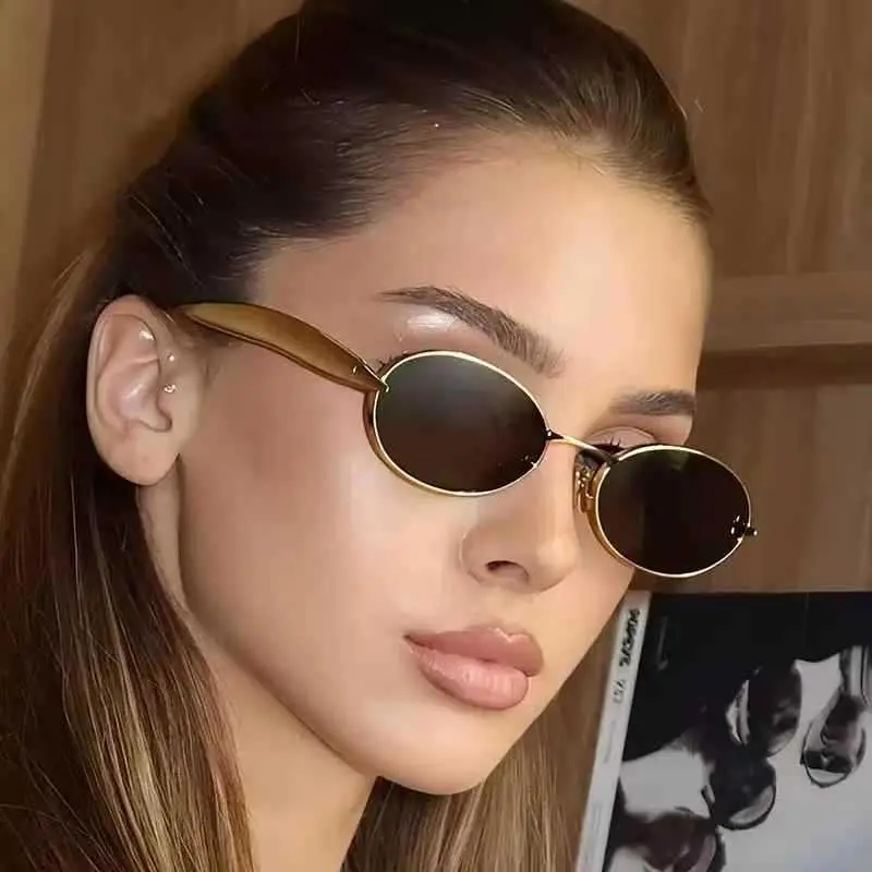 Wide Metal Sunglasses Oval Small Frame 2025 - Image 12