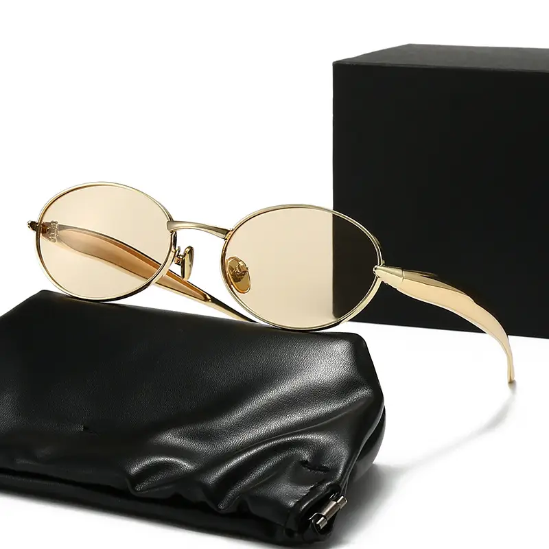Wide Metal Sunglasses Oval Small Frame 2025 - Image 13