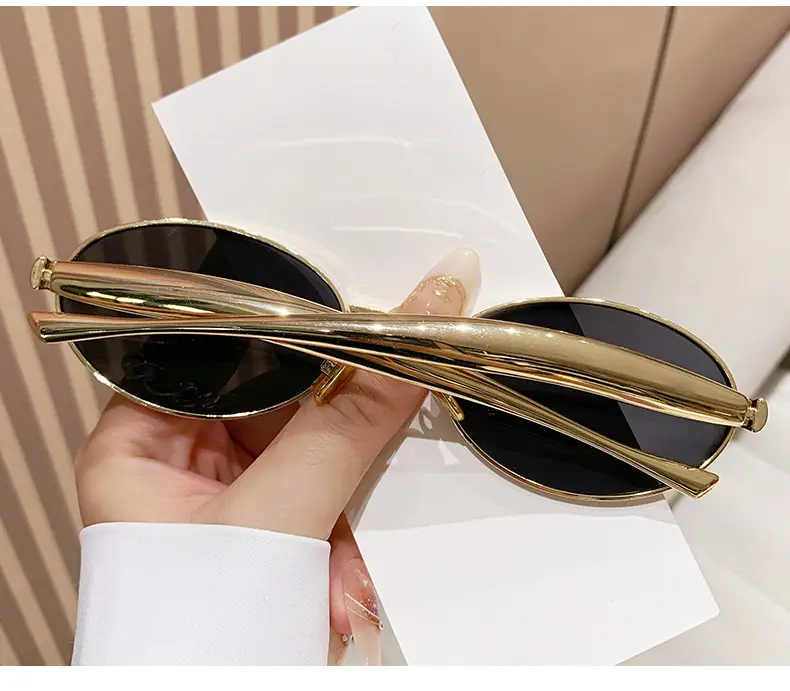 Wide Metal Sunglasses Oval Small Frame 2025 β feature 9