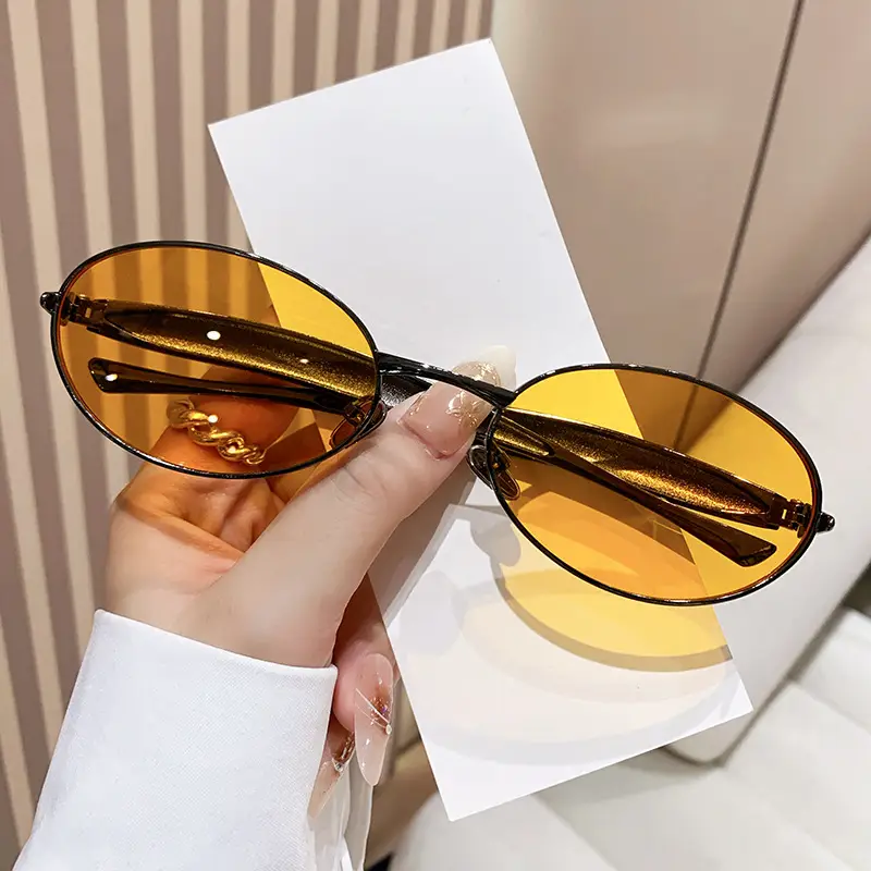 Wide Metal Sunglasses Oval Small Frame 2025 - Image 2