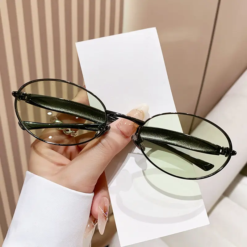Wide Metal Sunglasses Oval Small Frame 2025 - Image 7
