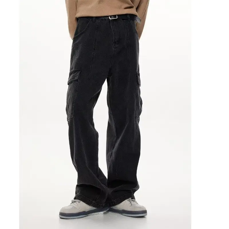 Wide Leg Dark Blue Jeans for Men Women Retro Workwear — feature 15
