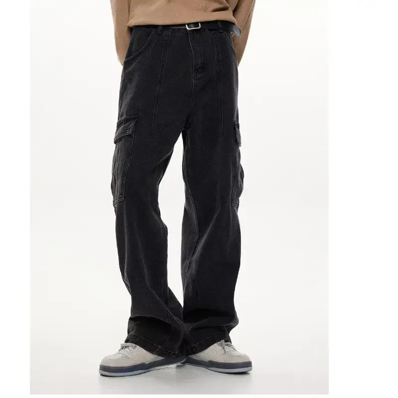 Wide Leg Dark Blue Jeans for Men Women Retro Workwear — feature 16