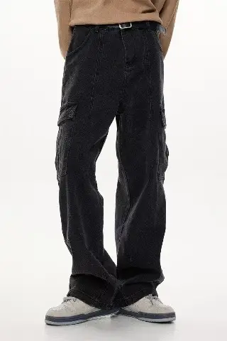 Wide Leg Dark Blue Jeans for Men Women Retro Workwear — feature 18