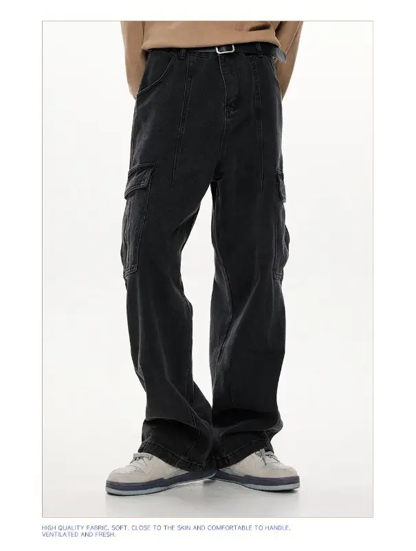 Wide Leg Dark Blue Jeans for Men Women Retro Workwear — feature 25