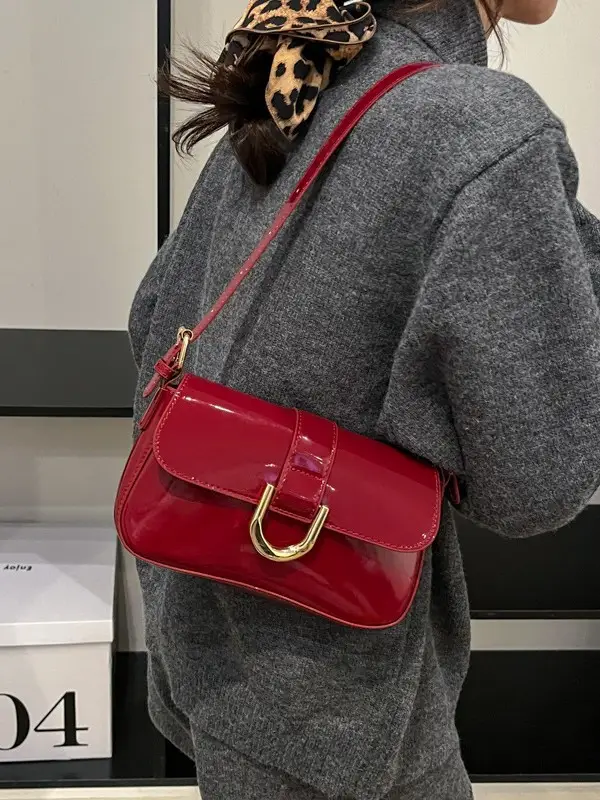 Red Square Shoulder Crossbody Bag for Women - Image 5