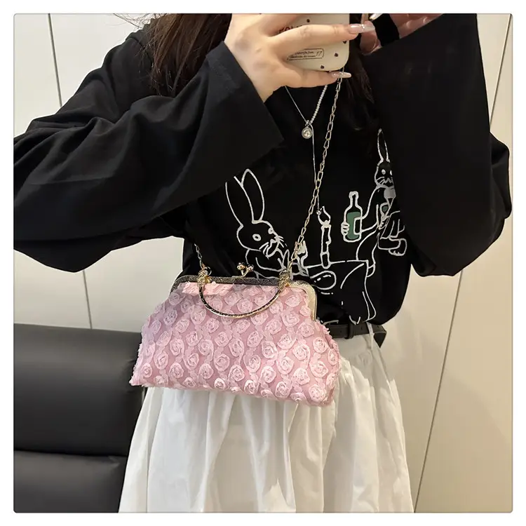 Pink Pearl Embroidered Shoulder Bag for Women — feature 19