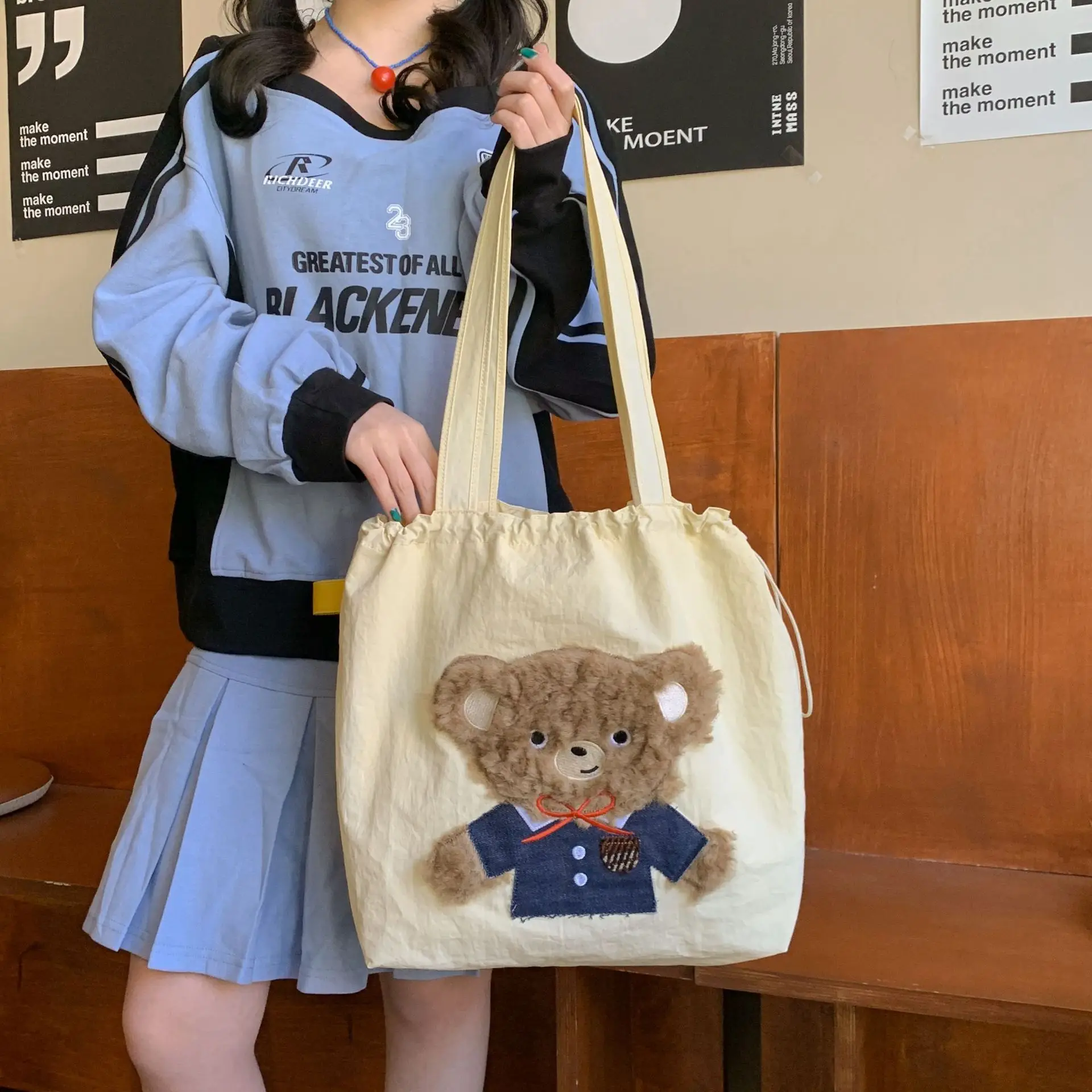 Cute Teddy Bear One Shoulder Bag for Women Large Capacity - Image 3