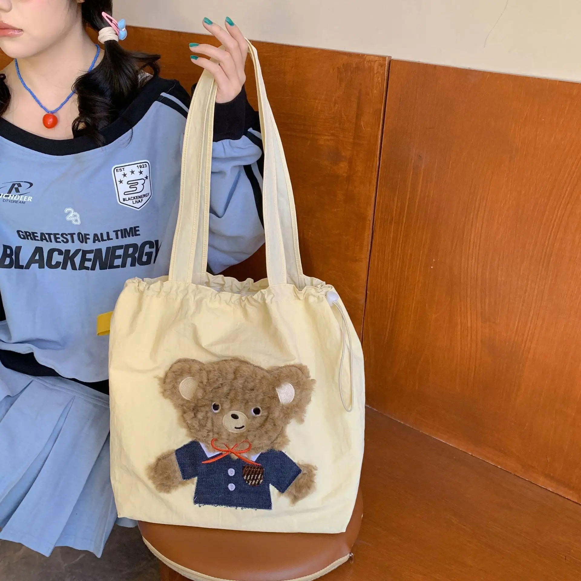 Cute Teddy Bear One Shoulder Bag for Women Large Capacity - Image 5