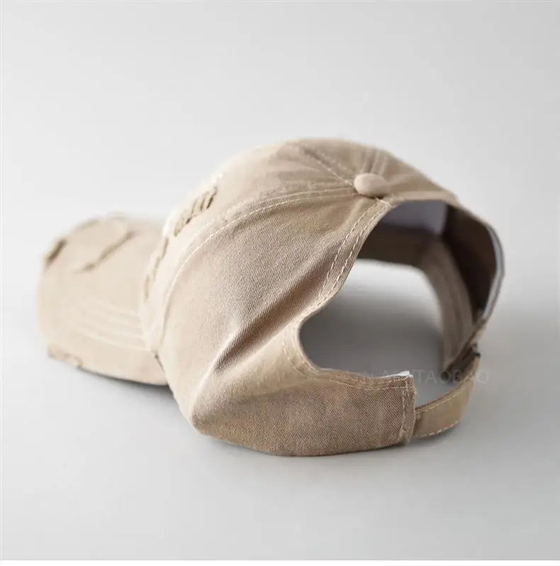 Women's Brown 3D Letter Hole Cap with Ponytail — feature 17