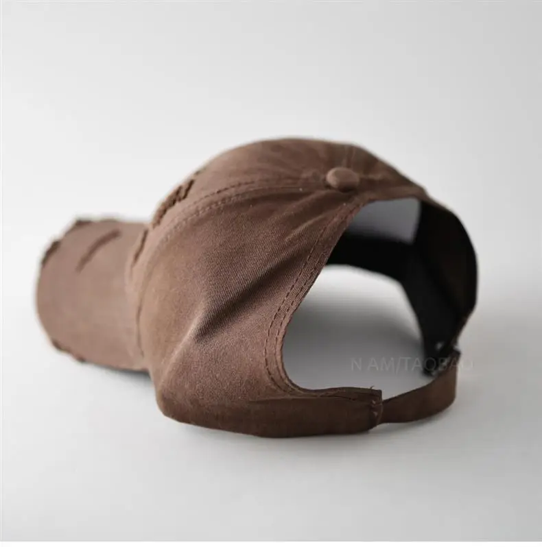 Women's Brown 3D Letter Hole Cap with Ponytail — feature 9