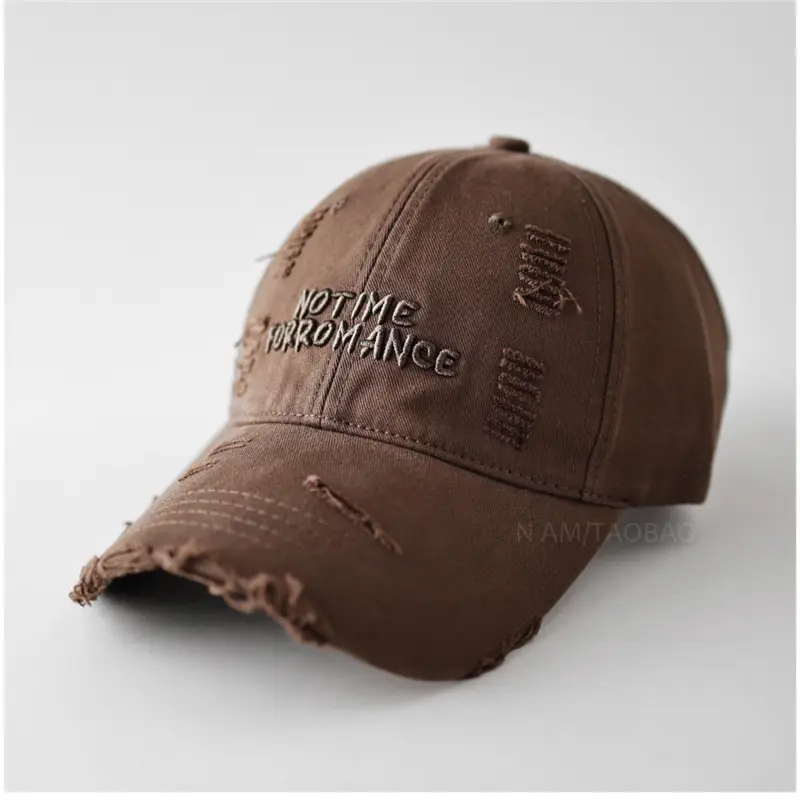 Women's Brown 3D Letter Hole Cap with Ponytail - Image 5