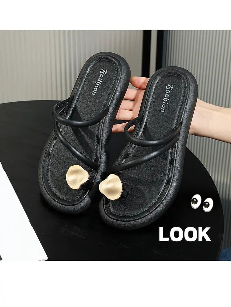 Women's Black & Beige Flat Slippers Summer — feature 13