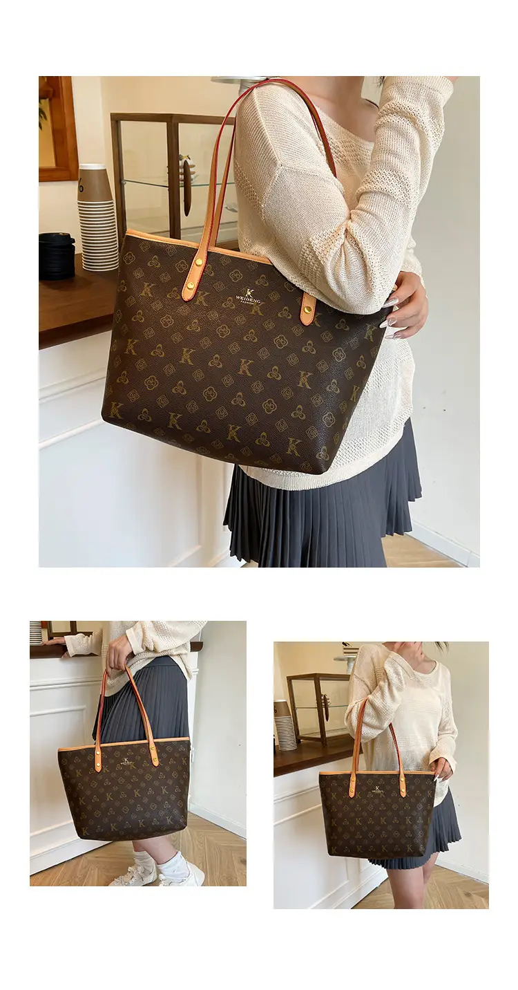 Large Capacity Women's Beige Monogram Shoulder Bag — feature 20