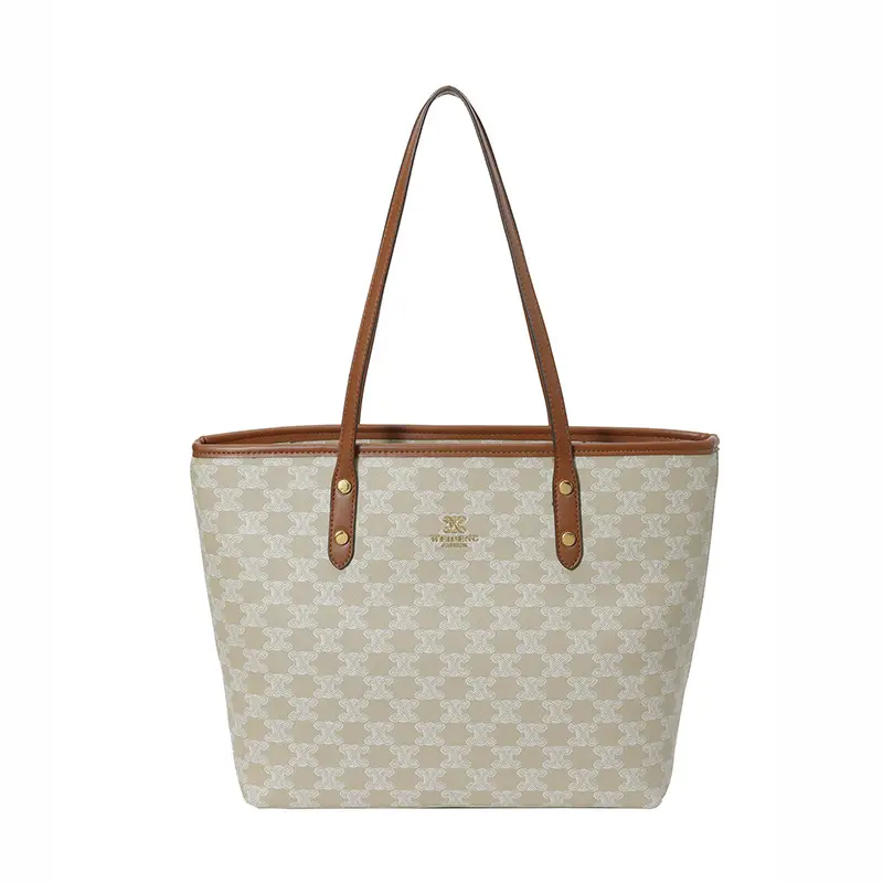 Large Capacity Women's Beige Monogram Shoulder Bag - Image 2