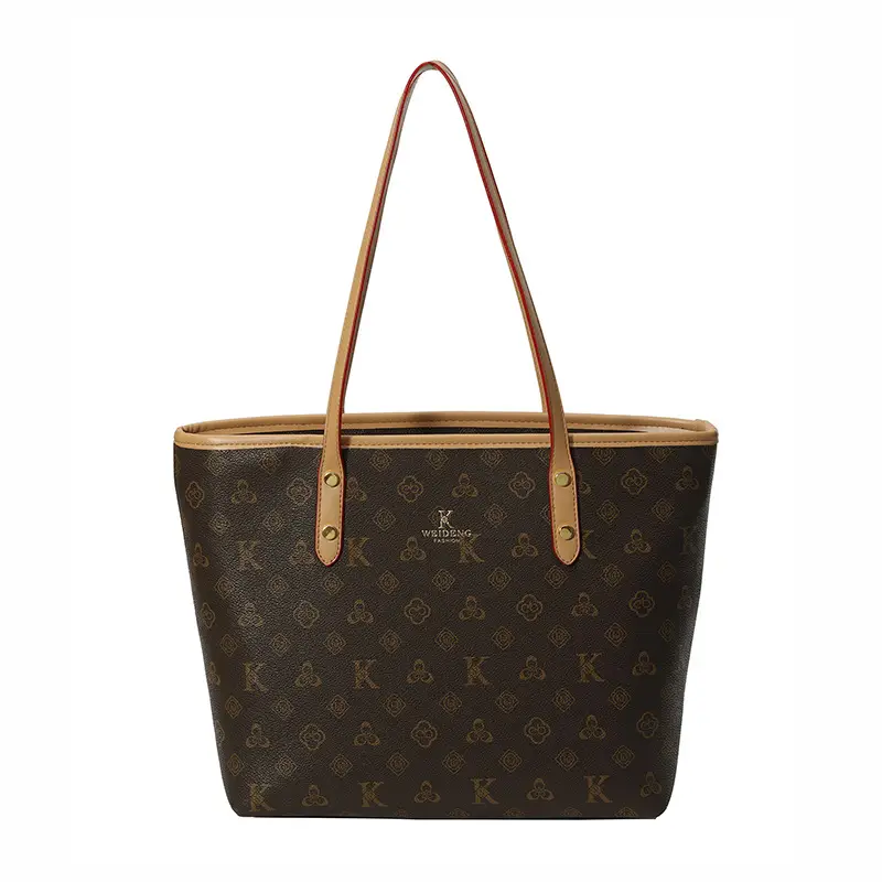 Large Capacity Women's Beige Monogram Shoulder Bag - Image 3