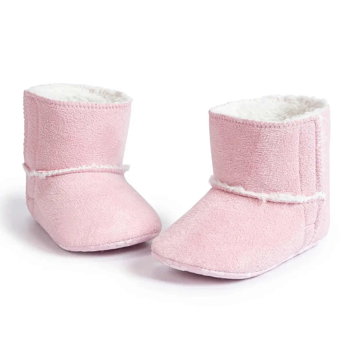 Pink Fleece Lined Baby Boots 0-18 Months - Image 4