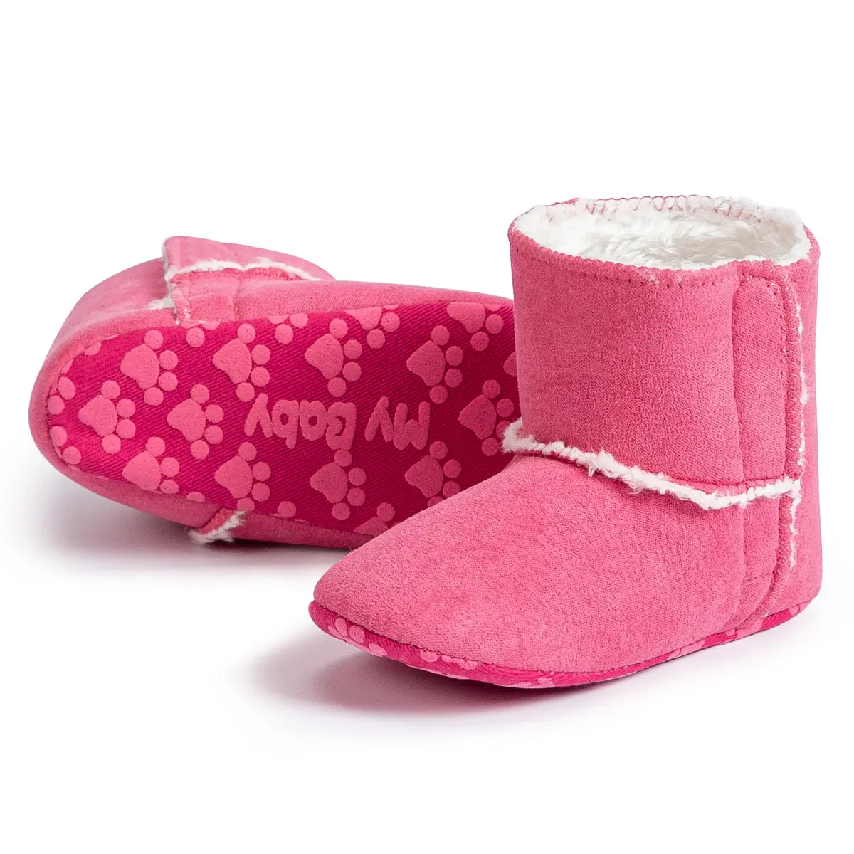 Pink Fleece Lined Baby Boots 0-18 Months - Image 6