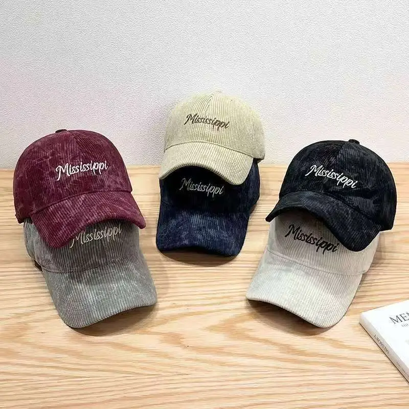 American Retro Corduroy Cap Men Maroon Gray Sunshade - Image 7